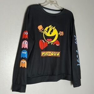 Pac-Man video gamer black long sleeve T-shirt thick adult xl